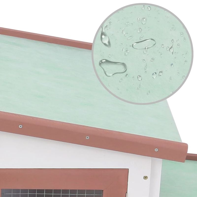 Petshop - Accesorii petshop - Culcusuri si custi - Custi interior si exterior - Cusca mare iepuri cusca adapost animale mici cu acoperis lemn, maro si alb, 204x45x85 cm, lemn - Infinity.ro