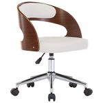 Casa si Gradina/Mobilier/Scaune si fotolii/Scaune - Scaun de birou pivotant, alb, lemn curbat si piele ecologica - Infinity.ro