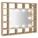 Casa si Gradina - Mobilier - Mobilier baie - Comode baie - Dulap cu oglinda si LED, stejar sonoma, 91x15x76,5 cm - Infinity.ro