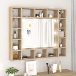 Casa si Gradina - Mobilier - Mobilier baie - Comode baie - Dulap cu oglinda si LED, stejar sonoma, 91x15x76,5 cm - Infinity.ro