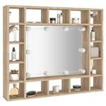Casa si Gradina - Mobilier - Mobilier baie - Comode baie - Dulap cu oglinda si LED, stejar sonoma, 91x15x76,5 cm - Infinity.ro