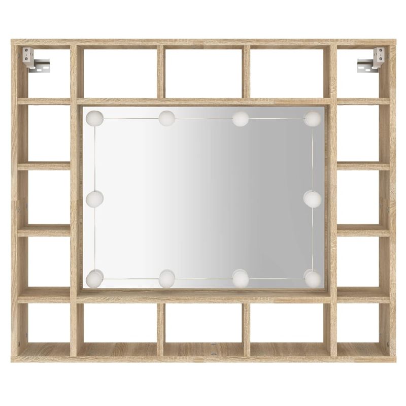 Casa si Gradina - Mobilier - Mobilier baie - Comode baie - Dulap cu oglinda si LED, stejar sonoma, 91x15x76,5 cm - Infinity.ro