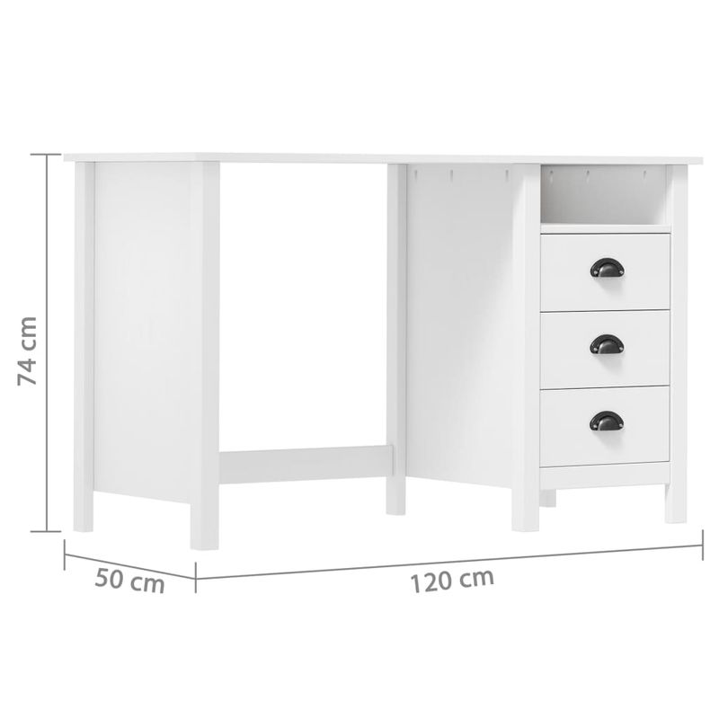 Casa si Gradina - Mobilier - Mese si birouri - Birouri - Birou Hill cu 3 sertare, 120x50x74 cm, lemn masiv de pin - Infinity.ro