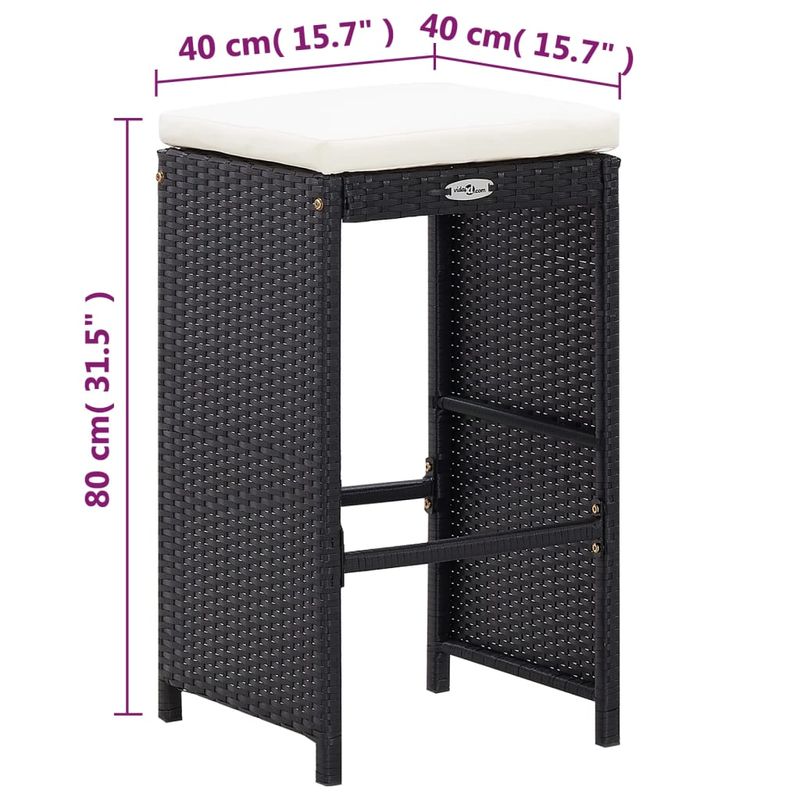 Casa si Gradina - Gradina si terasa - Mobilier exterior - Seturi mobila gradina - Set mobilier bar de gradina cu perne, 7 piese, negru, poliratan - Infinity.ro