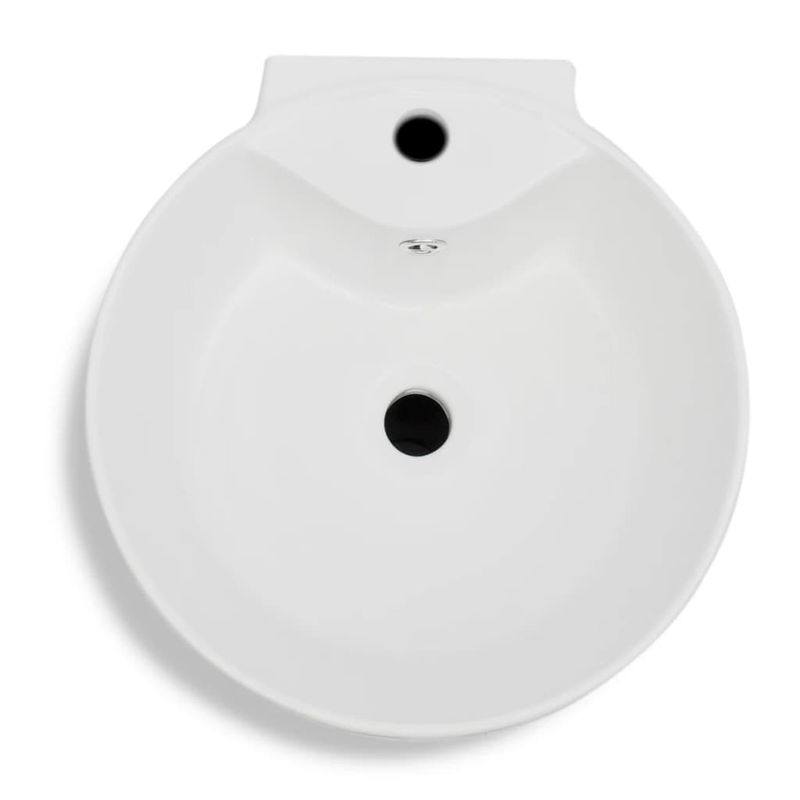 Casa si Gradina - Sanitare - Lavoar baie si accesorii - Lavoare si piedestale - Chiuveta baie cu suport, orificiu robinet/preaplin,rotund,ceramica,alb - Infinity.ro