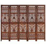 Casa si Gradina - Decoratiuni - Pereti despartitori si paravane - Paravan camera sculptat manual 5 panouri maro 200x165 cm mango - Infinity.ro