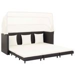 Casa si Gradina - Gradina si terasa - Mobilier exterior - Canapele si fotolii gradina - Canapea extensibila cu 3 locuri, cu acoperis, negru, poliratan - Infinity.ro