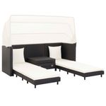 Casa si Gradina - Gradina si terasa - Mobilier exterior - Canapele si fotolii gradina - Canapea extensibila cu 3 locuri, cu acoperis, negru, poliratan - Infinity.ro