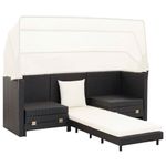 Casa si Gradina - Gradina si terasa - Mobilier exterior - Canapele si fotolii gradina - Canapea extensibila cu 3 locuri, cu acoperis, negru, poliratan - Infinity.ro