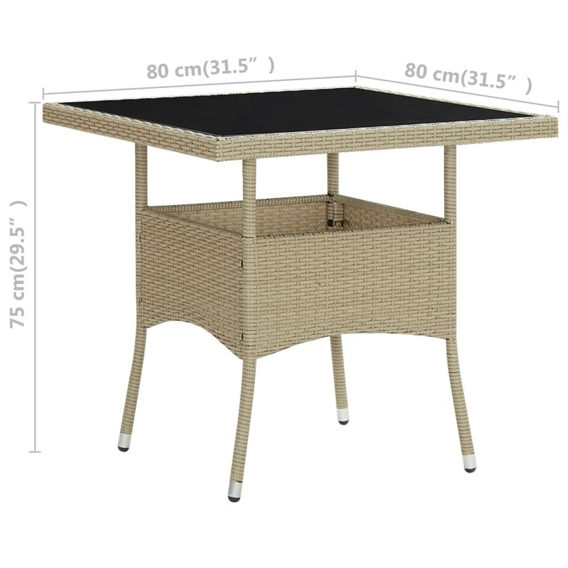 Casa si Gradina - Gradina si terasa - Mobilier exterior - Mese gradina - Masa de exterior, bej, poliratan si sticla - Infinity.ro