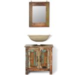Casa si Gradina - Mobilier - Seturi de mobilier - Seturi baie - Set dulap de baie din lemn masiv reciclat, cu oglinda - Infinity.ro