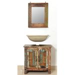 Casa si Gradina - Mobilier - Seturi de mobilier - Seturi baie - Set dulap de baie din lemn masiv reciclat, cu oglinda - Infinity.ro