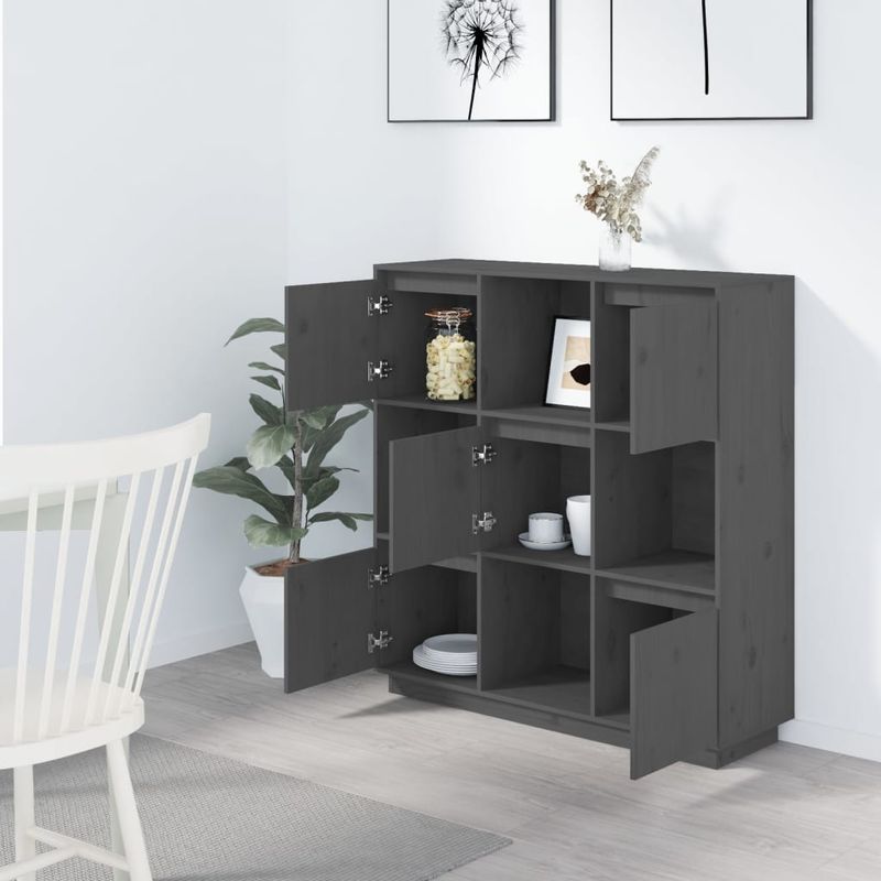 Casa si Gradina - Mobilier - Comode si corpuri - Corpuri bucatarie - Dulap inalt, gri, 110,5x35x117 cm, lemn masiv de pin - Infinity.ro