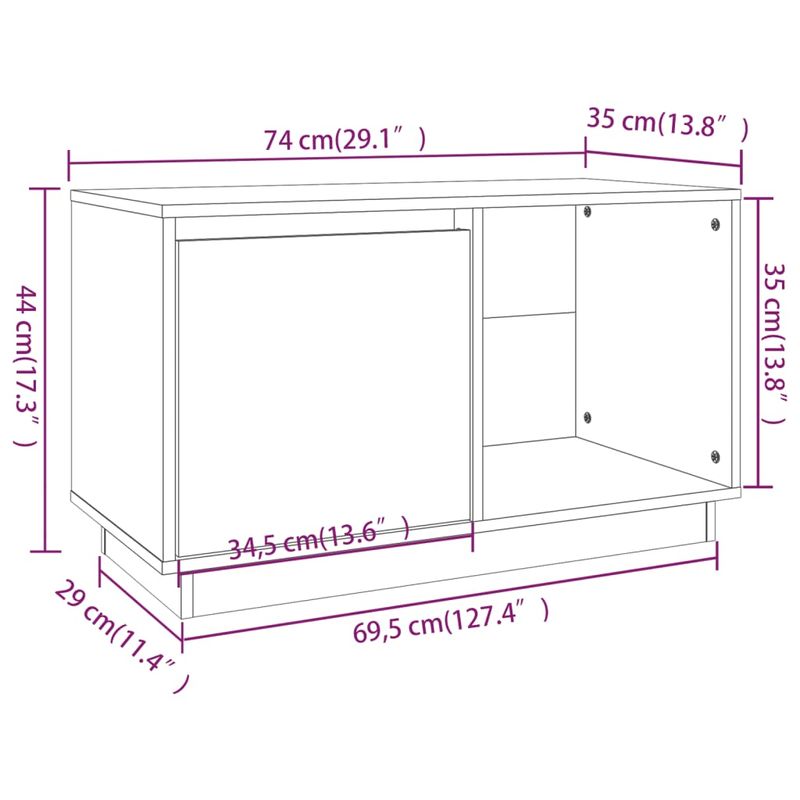 Casa si Gradina - Mobilier - Comode si corpuri - Comode - Comoda TV, 74x35x44 cm, lemn masiv de pin - Infinity.ro