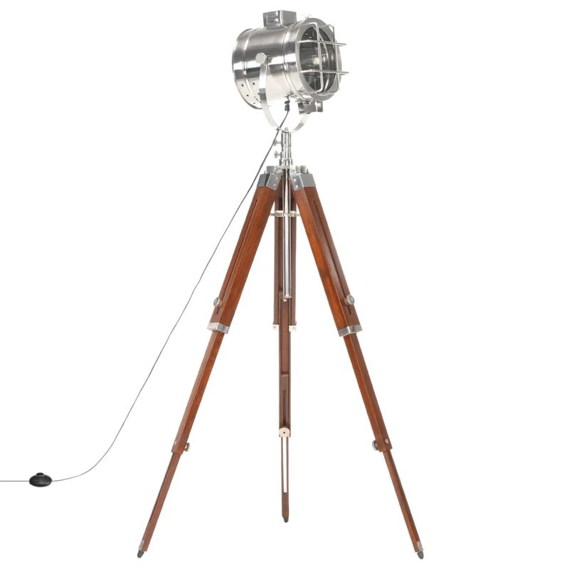 Casa si Gradina - Corpuri si surse de iluminat - Veioze si lampi - Lampadare - Lampa de podea trepied, 165 cm, lemn masiv de mango, argintiu - Infinity.ro