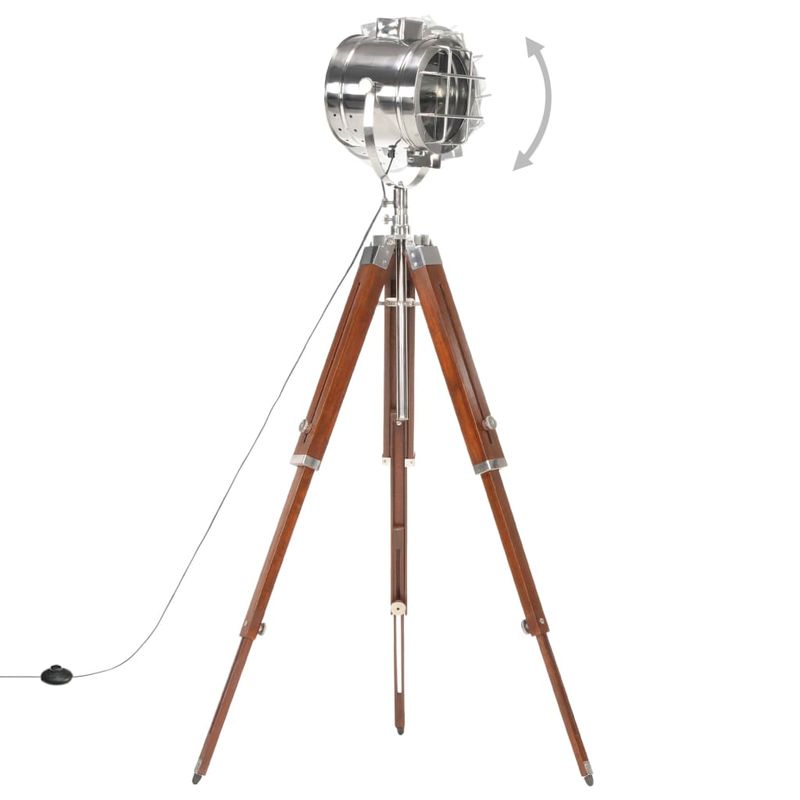 Casa si Gradina - Corpuri si surse de iluminat - Veioze si lampi - Lampadare - Lampa de podea trepied, 165 cm, lemn masiv de mango, argintiu - Infinity.ro