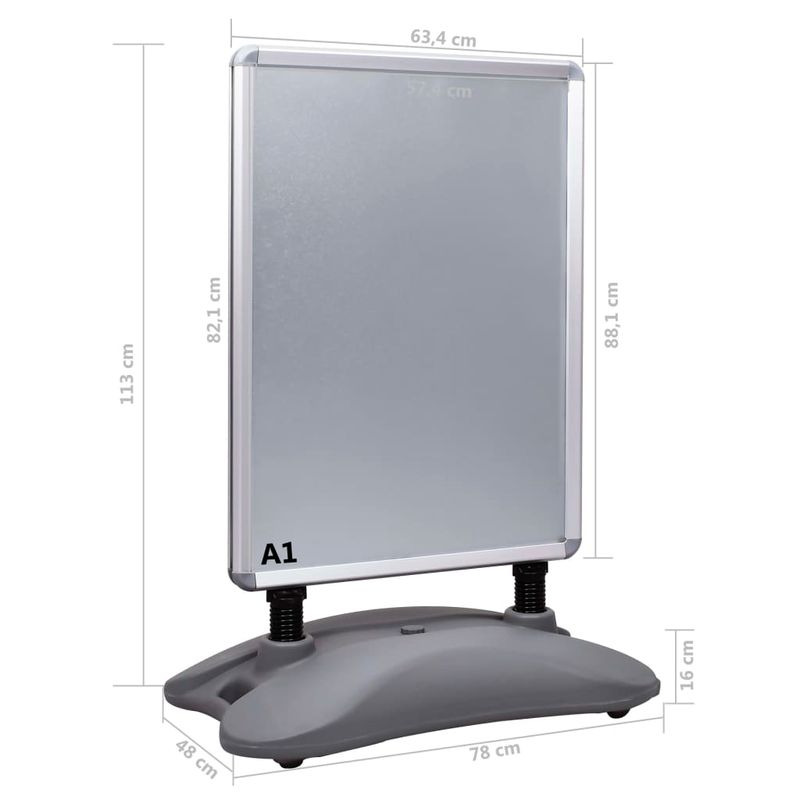 Casa si Gradina - Decoratiuni - DIY - Manechine plastic - Suport de afis A1, postament cu apa, gri, aliaj de aluminiu - Infinity.ro
