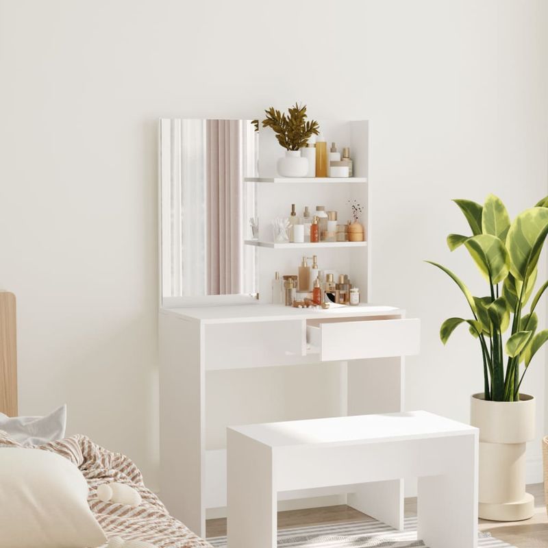 Casa si Gradina - Mobilier - Comode si corpuri - Masute de toaleta - Masa de toaleta cu oglinda, alb, 74,5x40x141 cm - Infinity.ro