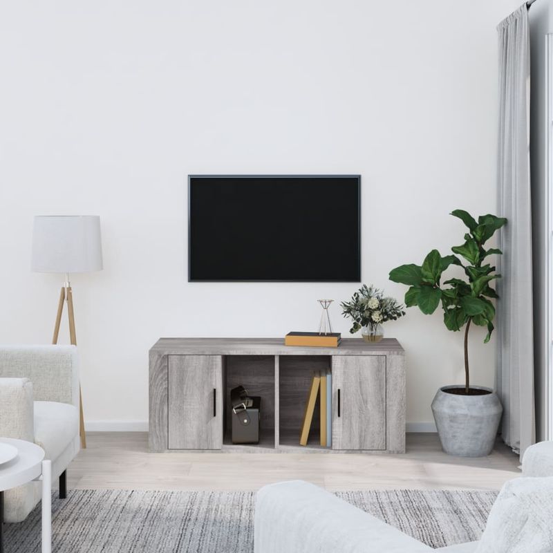 Casa si Gradina - Mobilier - Comode si corpuri - Comode - Comoda TV, gri sonoma, 100x35x40 cm, lemn prelucrat - Infinity.ro