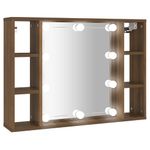 Casa si Gradina - Mobilier - Comode si corpuri - Masute de toaleta - Dulap cu oglinda si LED, stejar maro, 76x15x55 cm - Infinity.ro