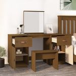 Casa si Gradina - Mobilier - Comode si corpuri - Masute de toaleta - Set masa de toaleta cu oglinda, maro miere, lemn masiv de pin - Infinity.ro