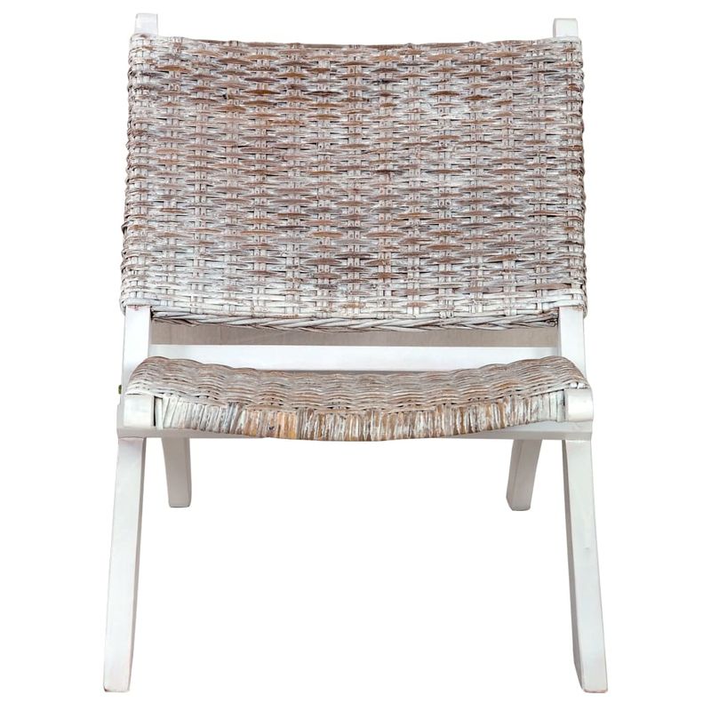 Casa si Gradina - Mobilier - Scaune si fotolii - Fotolii - Fotoliu relaxare, alb & natural, ratan kubu & lemn masiv de mahon - Infinity.ro