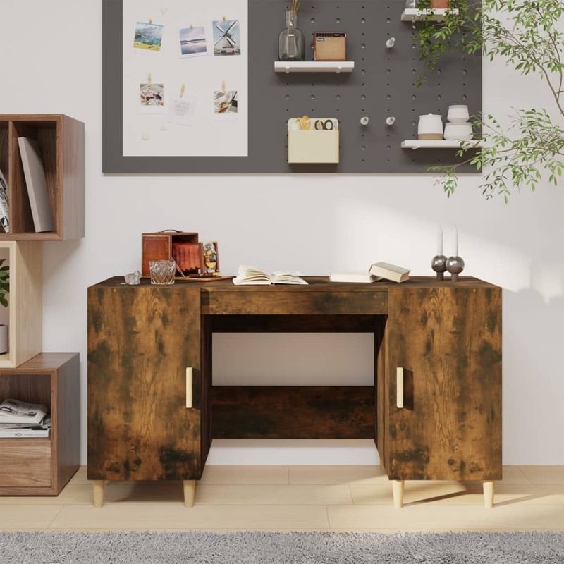 Casa si Gradina - Mobilier - Mese si birouri - Birouri - Birou, stejar fumuriu, 140x50x75 cm, lemn compozit - Infinity.ro