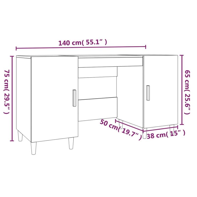 Casa si Gradina - Mobilier - Mese si birouri - Birouri - Birou, stejar fumuriu, 140x50x75 cm, lemn compozit - Infinity.ro