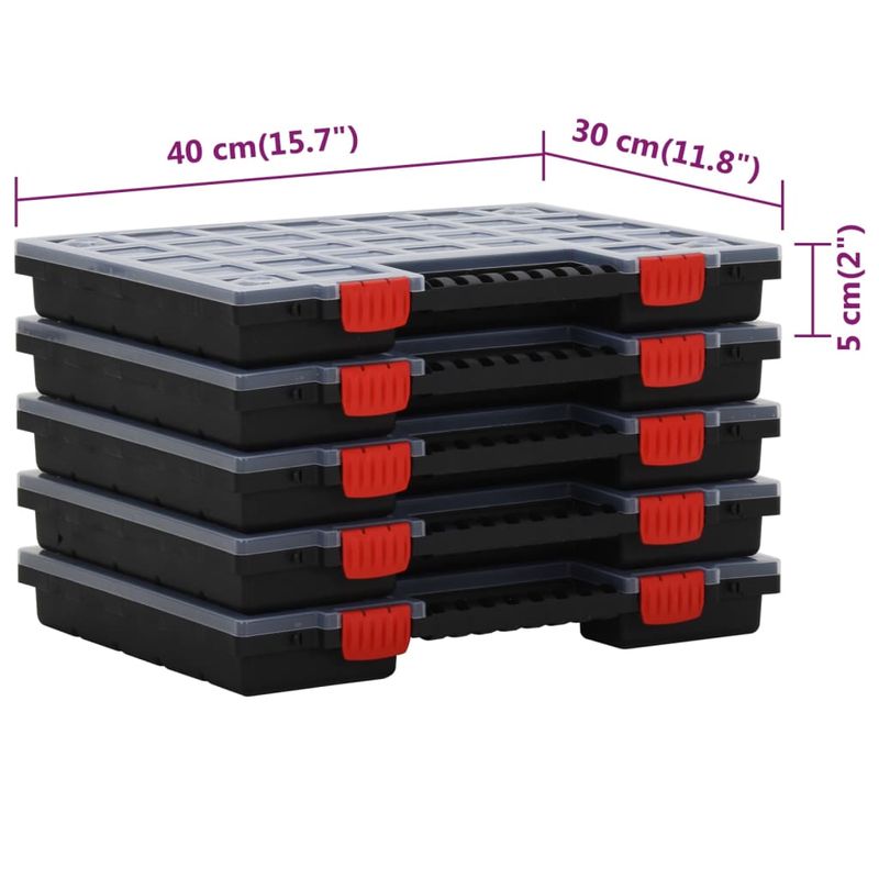 Casa si Gradina - Constructii - Depozitare, transport si protectie - Organizatoare si cutii scule - Cutii de organizare, 5 buc., 40x30x5 cm, polipropilena, model 26 separatoare - Infinity.ro
