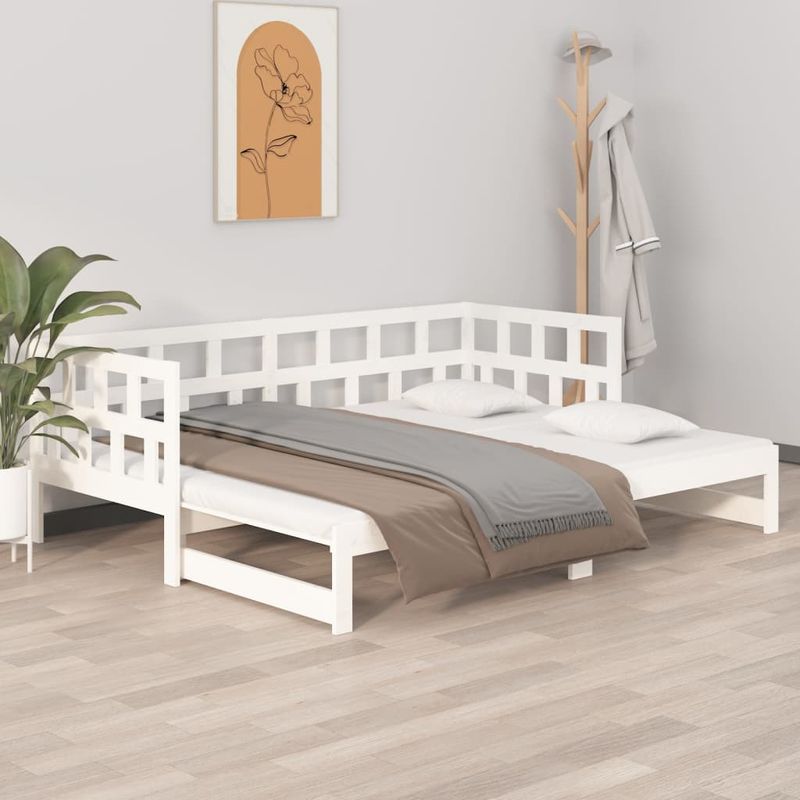 Casa si Gradina - Mobilier - Paturi si accesorii - Paturi - Pat extensibil de zi, alb, 2x(90x190) cm, lemn masiv de pin - Infinity.ro