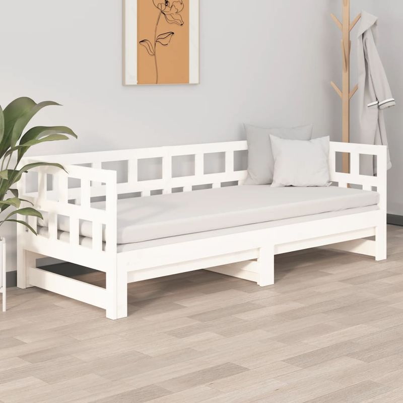 Casa si Gradina - Mobilier - Paturi si accesorii - Paturi - Pat extensibil de zi, alb, 2x(90x190) cm, lemn masiv de pin - Infinity.ro