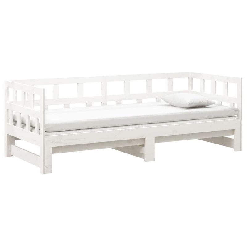 Casa si Gradina - Mobilier - Paturi si accesorii - Paturi - Pat extensibil de zi, alb, 2x(90x190) cm, lemn masiv de pin - Infinity.ro