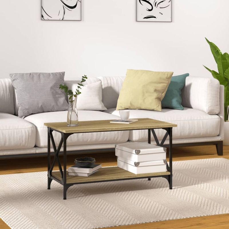 Casa si Gradina - Mobilier - Mese si birouri - Masute de cafea - Masuta de cafea, stejar sonoma, 80x45x45 cm lemn prelucrat si fier - Infinity.ro