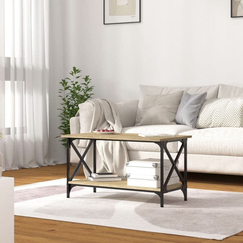 Casa si Gradina - Mobilier - Mese si birouri - Masute de cafea - Masuta de cafea, stejar sonoma, 80x45x45 cm lemn prelucrat si fier - Infinity.ro