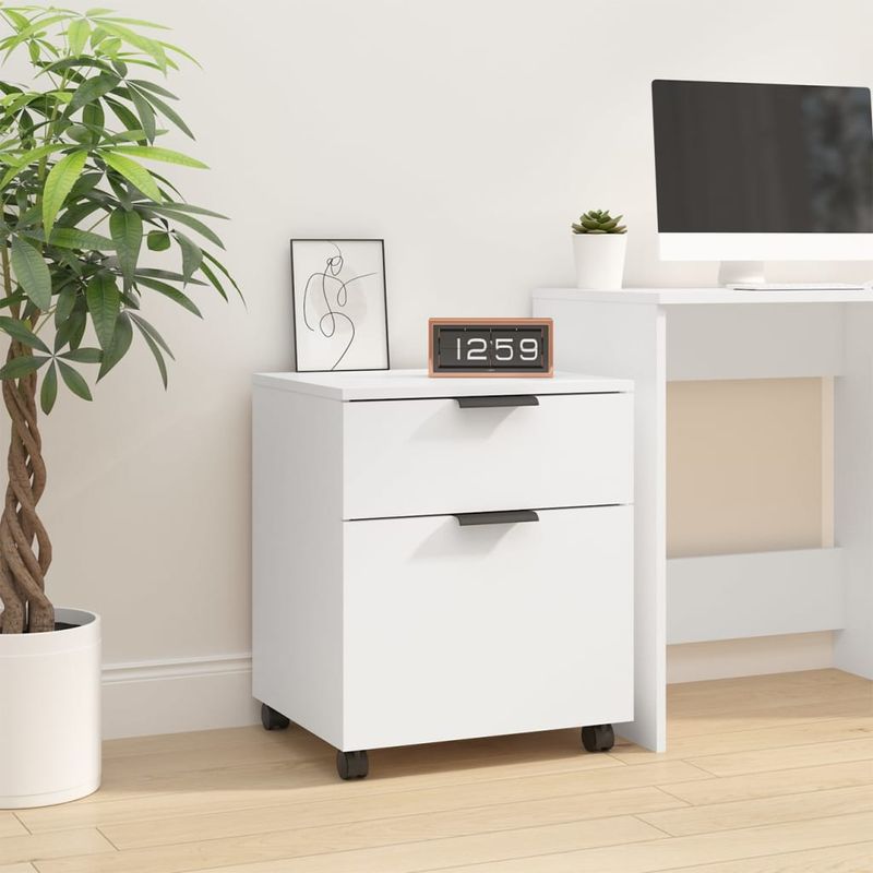 Casa si Gradina/Mobilier/Dulapuri si sifoniere/Dulapuri - Fiset mobil cu roti, alb, 45x38x54 cm, lemn prelucrat - Infinity.ro