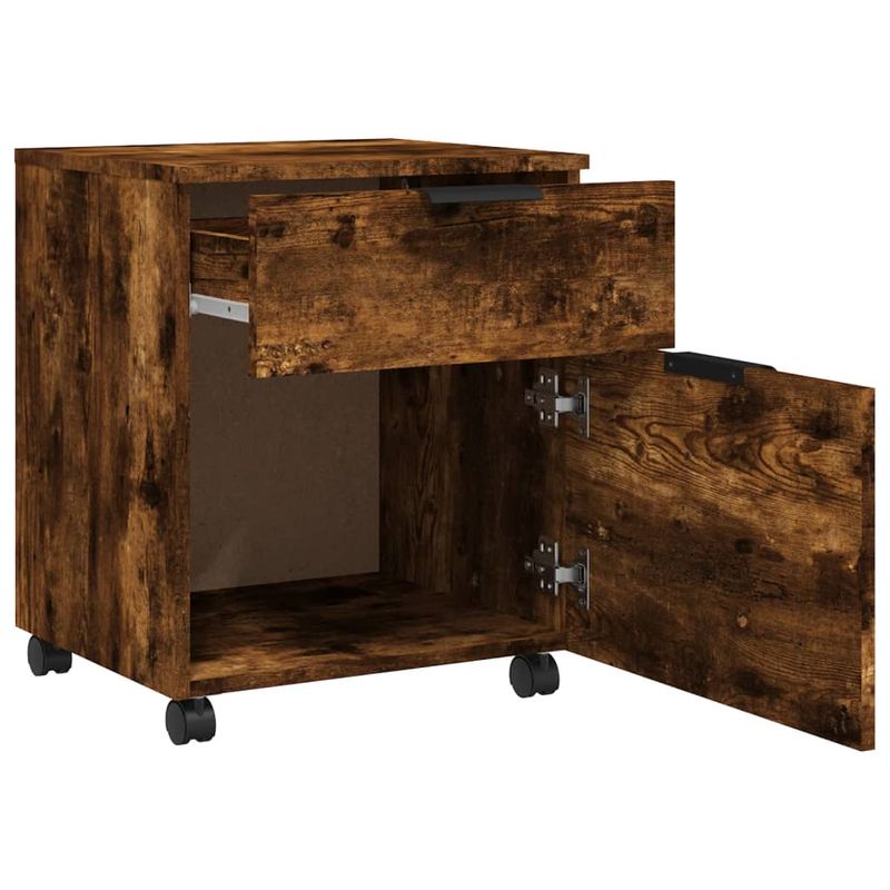 Casa si Gradina - Constructii - Depozitare, transport si protectie - Rafturi, fisete si vestiare - Fiset mobil cu roti, stejar fumuriu, 45x38x54 cm lemn prelucrat - Infinity.ro