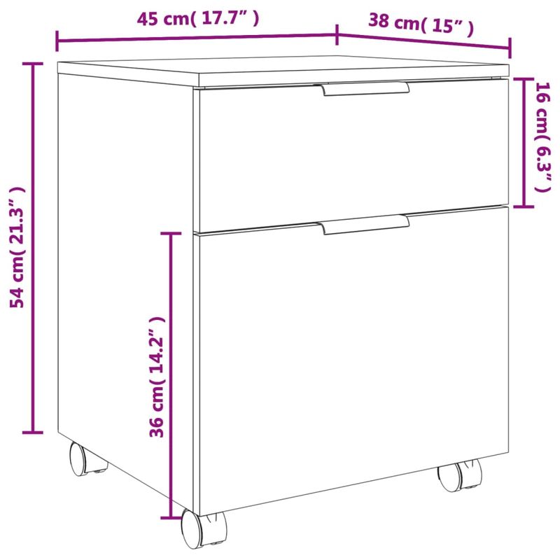 Casa si Gradina - Constructii - Depozitare, transport si protectie - Rafturi, fisete si vestiare - Fiset mobil cu roti, stejar fumuriu, 45x38x54 cm lemn prelucrat - Infinity.ro