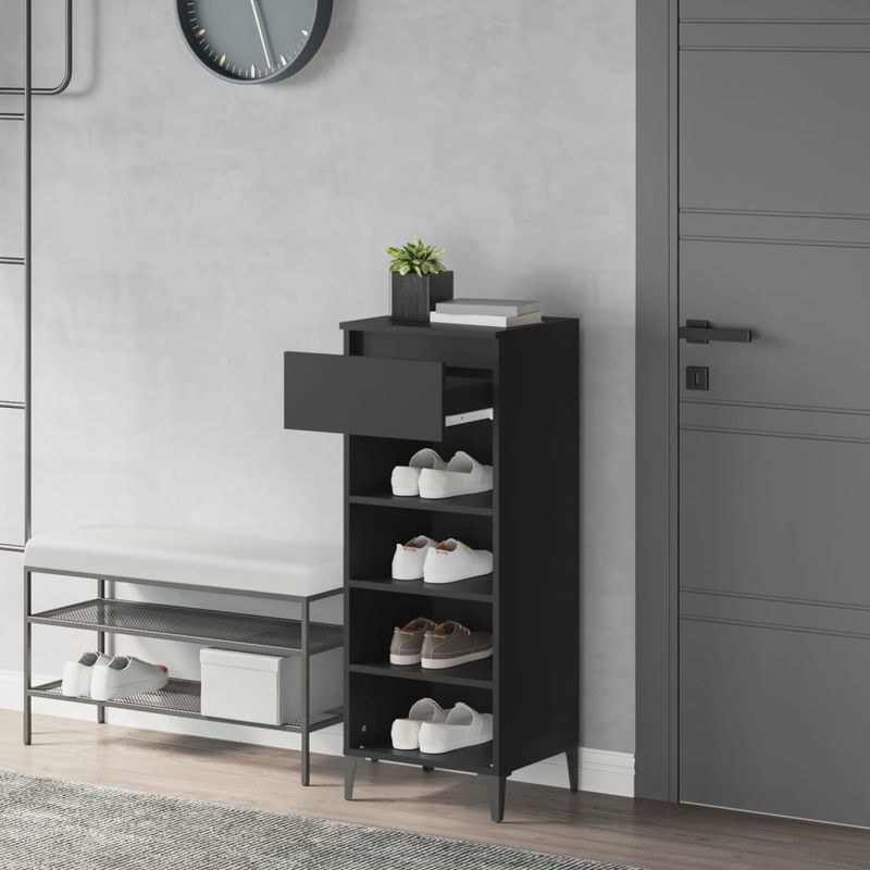 Casa si Gradina - Mobilier - Organizare si depozitare - Organizator incaltaminte - Pantofar, negru, 40x36x105 cm, lemn prelucrat - Infinity.ro
