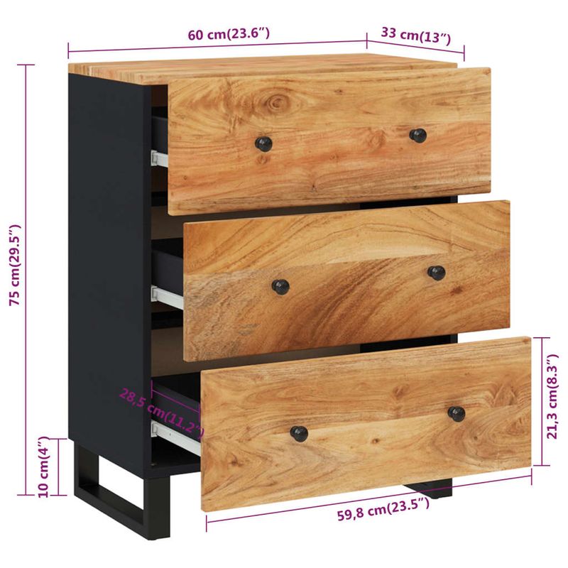 Casa si Gradina - Mobilier - Comode si corpuri - Comode - Servanta, 60x33x75 cm, lemn masiv de acacia - Infinity.ro
