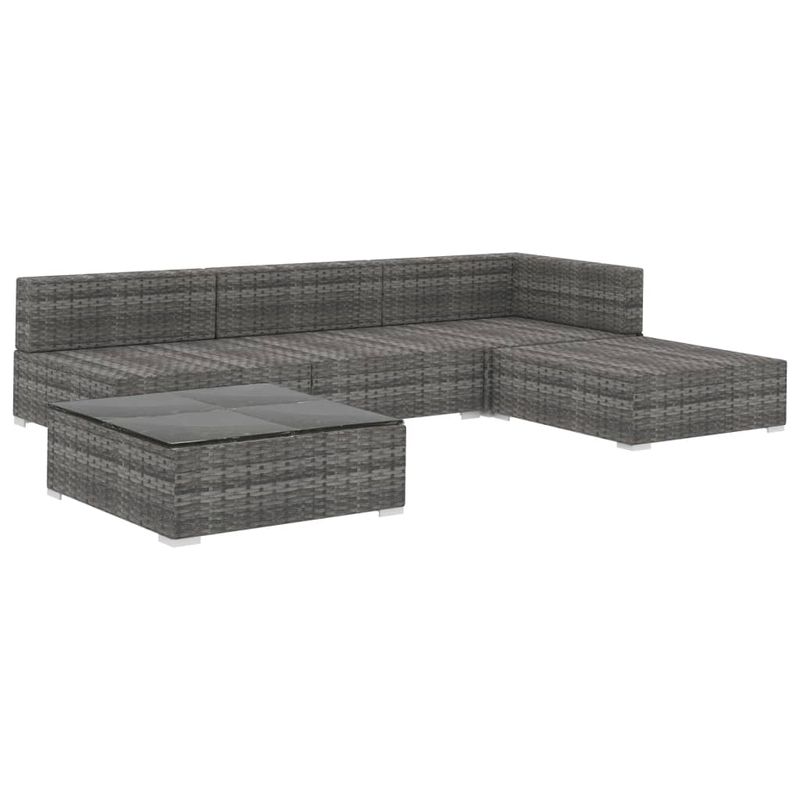 Casa si Gradina - Gradina si terasa - Mobilier exterior - Seturi mobila gradina - Set mobilier de gradina cu perne, 5 piese, gri, poliratan - Infinity.ro