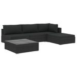 Casa si Gradina - Gradina si terasa - Mobilier exterior - Seturi mobila gradina - Set mobilier de gradina cu perne, 5 piese, negru, poliratan - Infinity.ro