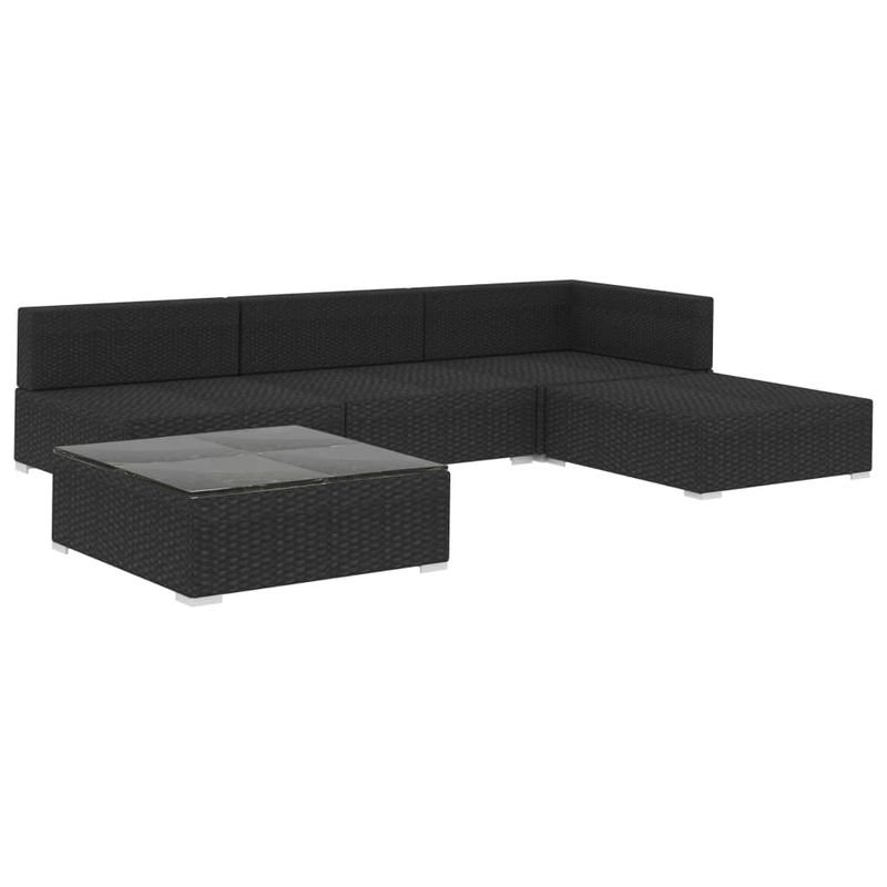 Casa si Gradina - Gradina si terasa - Mobilier exterior - Seturi mobila gradina - Set mobilier de gradina cu perne, 5 piese, negru, poliratan - Infinity.ro