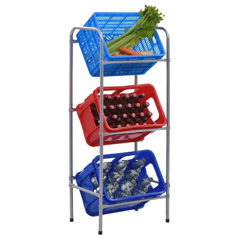 Casa si Gradina - Mobilier - Biblioteci si rafturi - Rafturi - Raft de depozitare pentru 3 lazi, argintiu, 50x33x116 cm, otel - Infinity.ro
