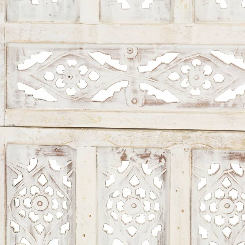 Casa si Gradina - Decoratiuni - Pereti despartitori si paravane - Paravan camera sculptat manual 3 panouri alb 120x165 cm mango - Infinity.ro