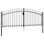 Casa si Gradina - Gradina si terasa - Garduri, panouri si accesorii - Poarta de gard cu usa dubla varf ascutit negru 3x1,25 m otel - Infinity.ro