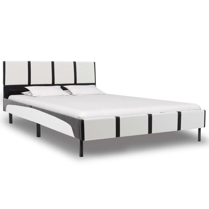Casa si Gradina - Mobilier - Paturi si accesorii - Paturi - Pat cu saltea, alb si negru, 90 x 200 cm, piele ecologica - Infinity.ro
