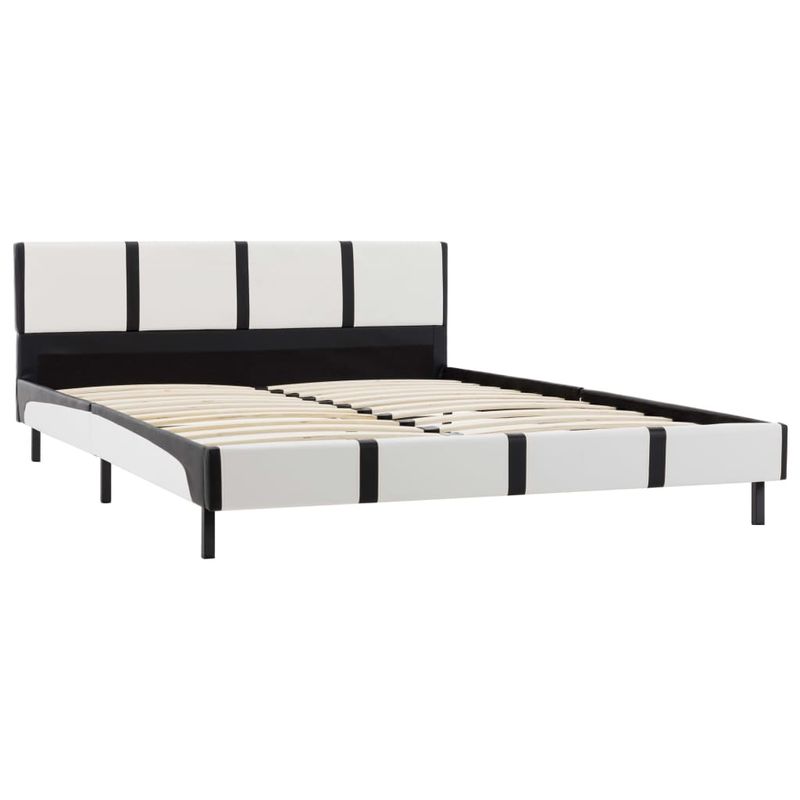 Casa si Gradina - Mobilier - Paturi si accesorii - Paturi - Pat cu saltea, alb si negru, 90 x 200 cm, piele ecologica - Infinity.ro