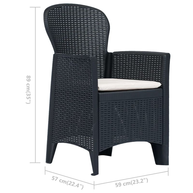 Casa si Gradina - Gradina si terasa - Mobilier exterior - Scaune si sezlonguri gradina - Scaune de gradina cu perne 2 buc. antracit plastic aspect ratan - Infinity.ro