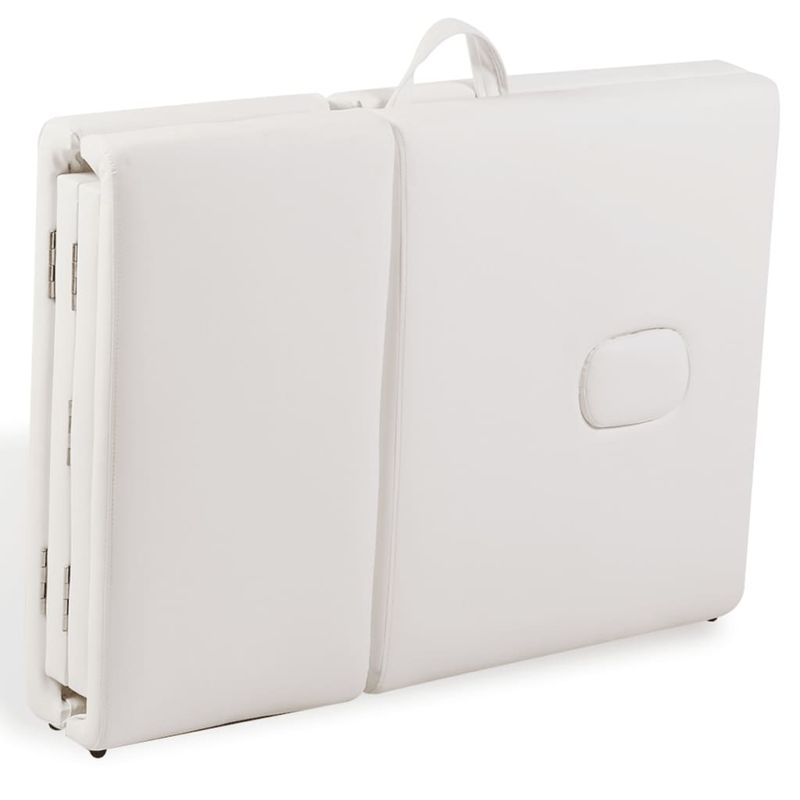 Ingrijire personala si Cosmetice - Sanatate si wellness - Articole wellness - Fotolii de masaj - Masa masaj pliabila, 4 zone, crem, cadru aluminiu - Infinity.ro