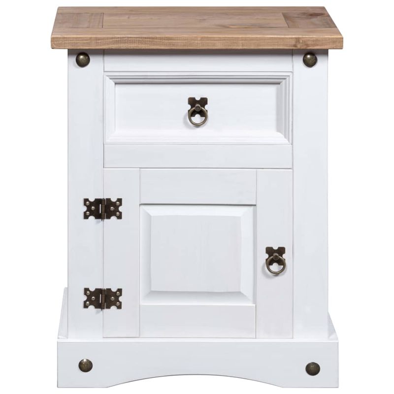 Casa si Gradina - Mobilier - Comode si corpuri - Noptiere - Noptiera, alb, 53x39x66 cm, lemn de pin mexican, gama Corona - Infinity.ro